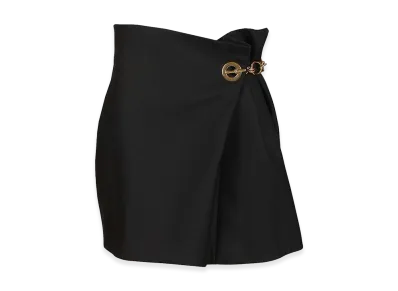CELINE Women's Short Skirt Wool And Mohair Gabardine "Black"