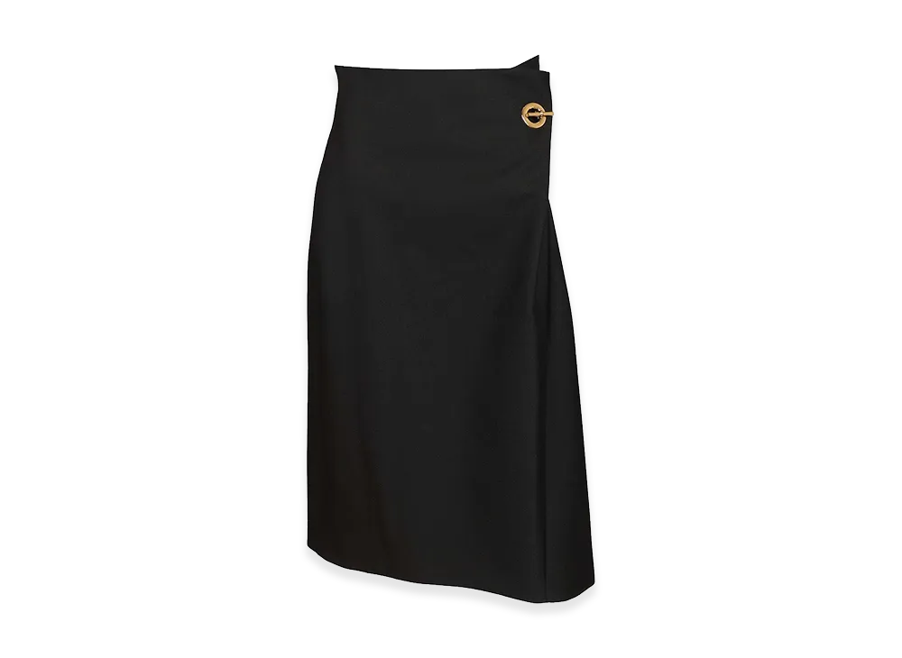 CELINE Women's Skirt Midi Wool And Mohair Gabardine With Chain "Black"