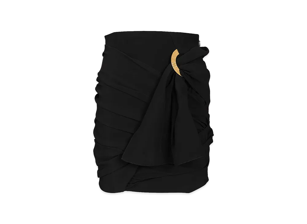 CELINE Women's Draped Mini Skirt Viscose Cady "Black"