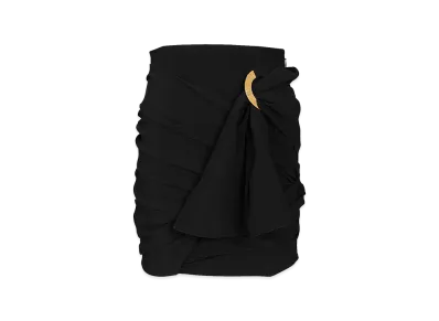 CELINE Women's Draped Mini Skirt Viscose Cady "Black"