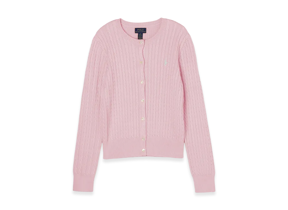 Polo Ralph Lauren Girls Mini Cable Cotton Cardigan "Hintofpink"