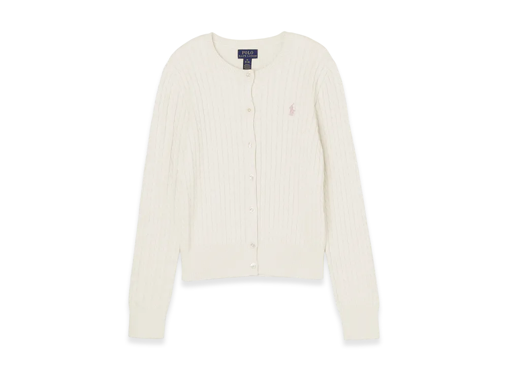 Polo Ralph Lauren Girls Mini Cable Cotton Cardigan "Warmwhite"