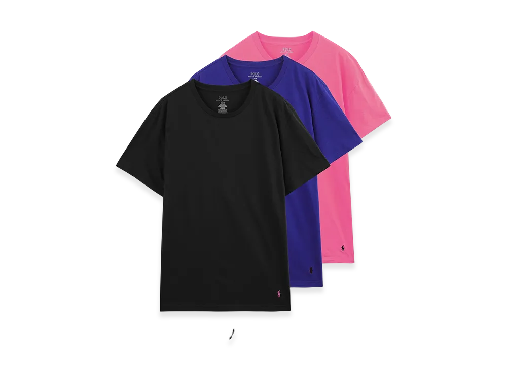 Polo Ralph Lauren Classic Fit Crewneck Tee 3-Pack "Black/Royal/Pink"