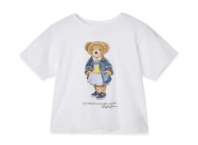 Polo Ralph Lauren Novelty Bear Graphic Cropped Cotton Jersey Tee "White"