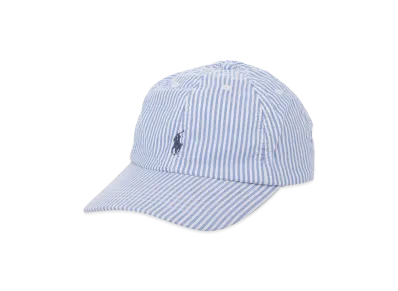 Polo Ralph Lauren Cotton Chino Seersucker Baseball Cap "Blue/White"