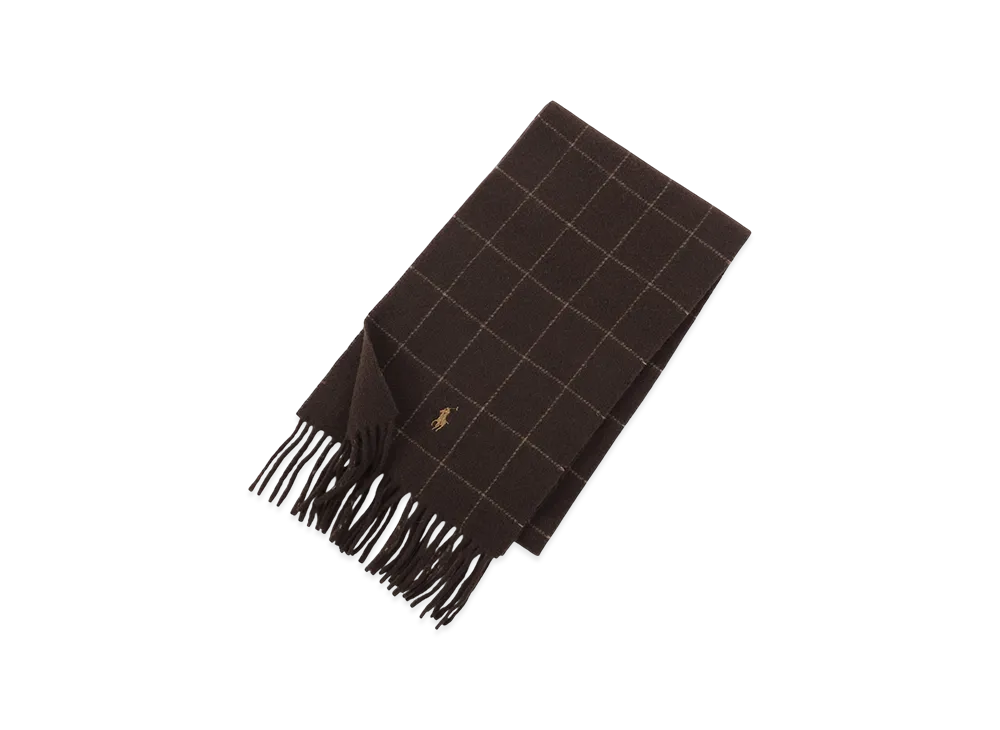 Polo Ralph Lauren Reversible Windowpane Scarf "Darkbrown/Camel"