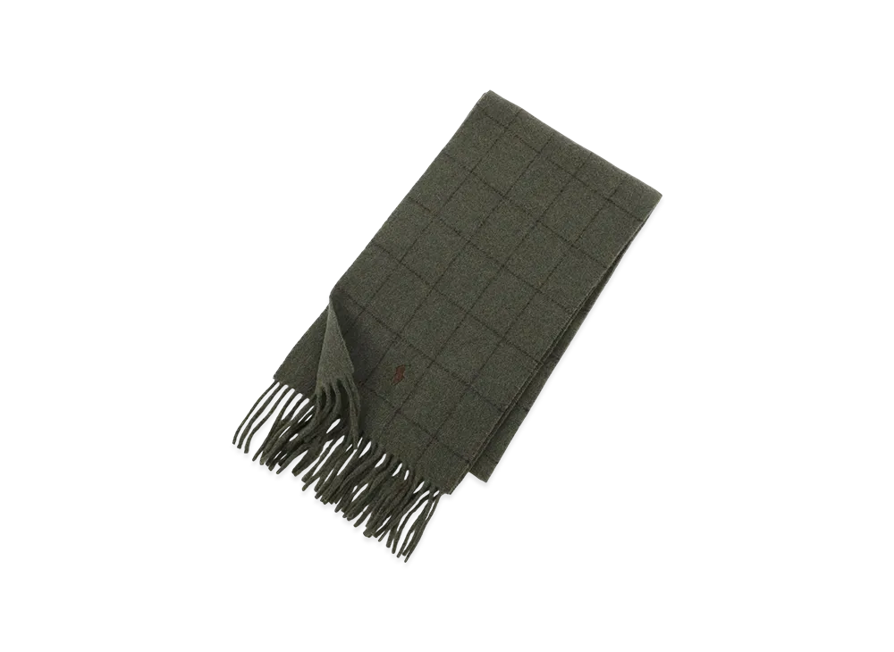 Polo Ralph Lauren Reversible Windowpane Scarf "Loden/Brown"