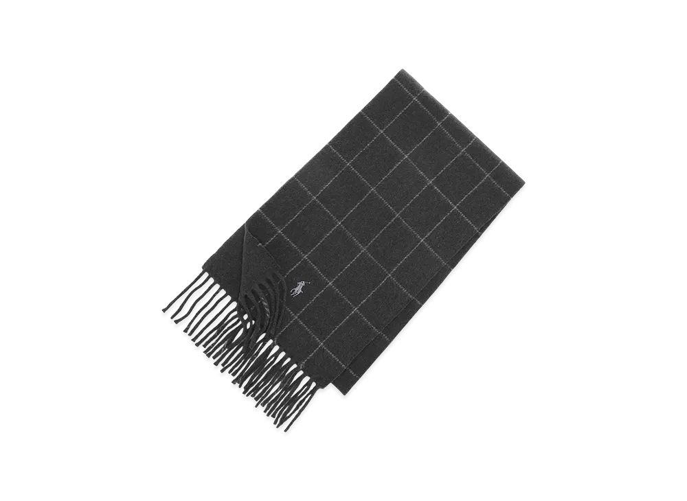 Polo Ralph Lauren Reversible Windowpane Scarf "Charcoal/Grey"