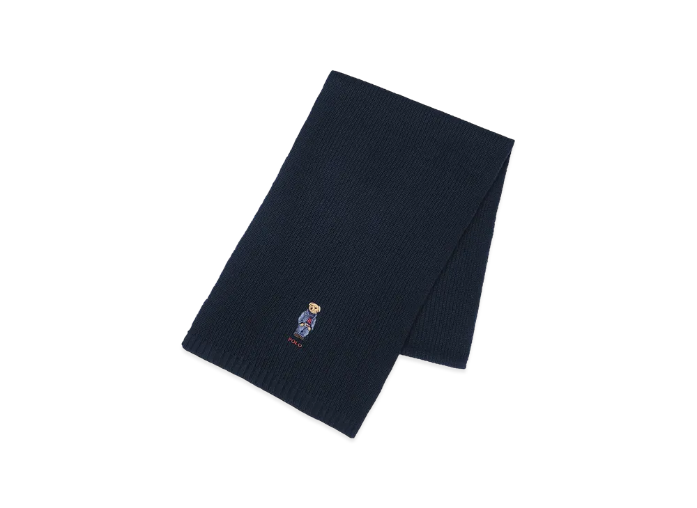 ポロラルフローレン マフラー ソリッド デニム ベア スカーフ "クラシックネイビー"