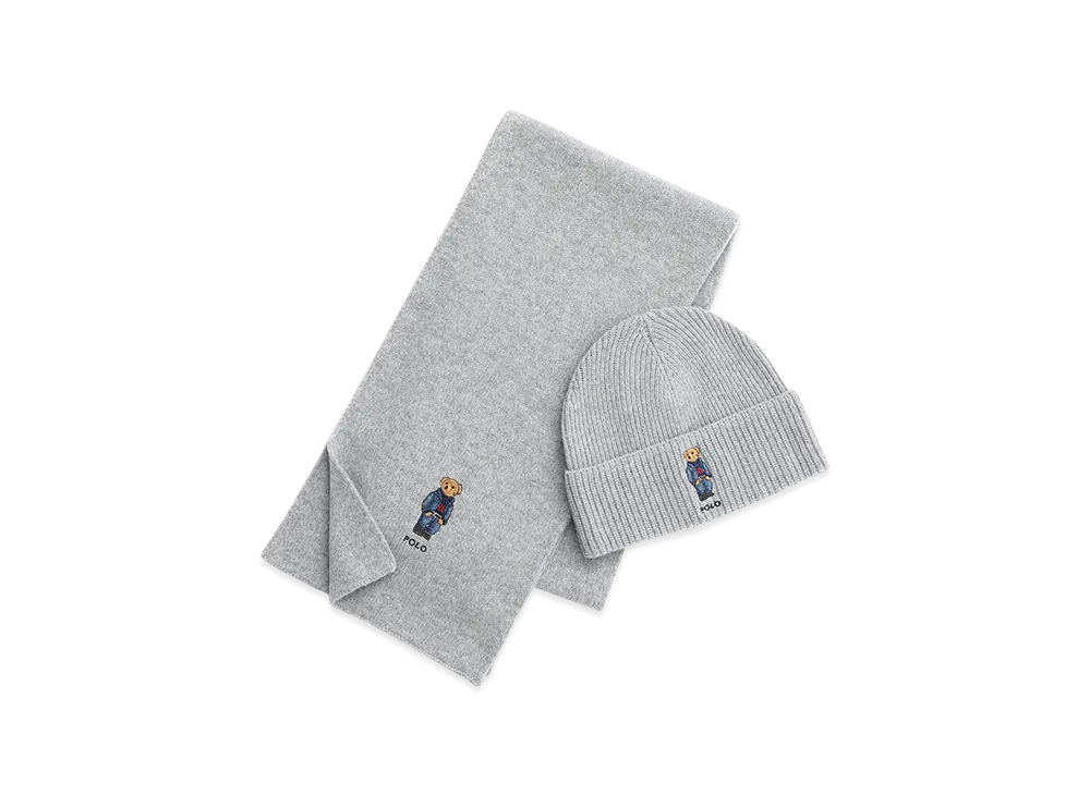 Polo Ralph Lauren Scarf & Knit Cap Set "Grey"
