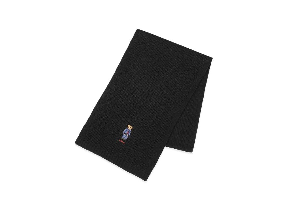 Polo Ralph Lauren Solid Denim Bear Scarf "Black"