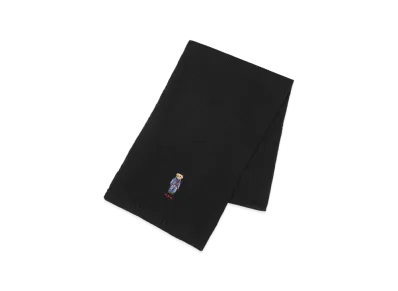Polo Ralph Lauren Solid Denim Bear Scarf "Black"