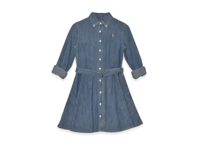 Polo Ralph Lauren Kids Belted Cotton Denim Shirtdress "Indigo Blue"