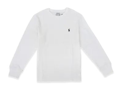 Ralph Lauren Kids Crewneck T-Shirt Long Sleeve Cotton Jersey "White"