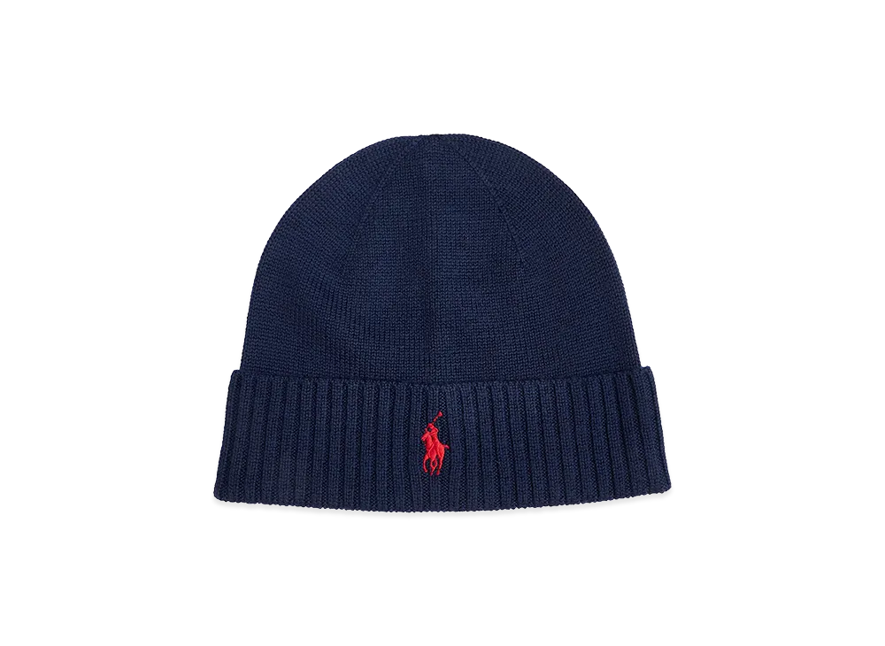 Ralph Lauren Wool Beanie Hat "Midnight Blue"