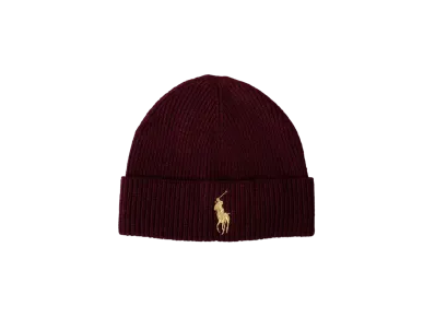 RALPH LAUREN Gold Big Pony Cuff Hat "Wine"