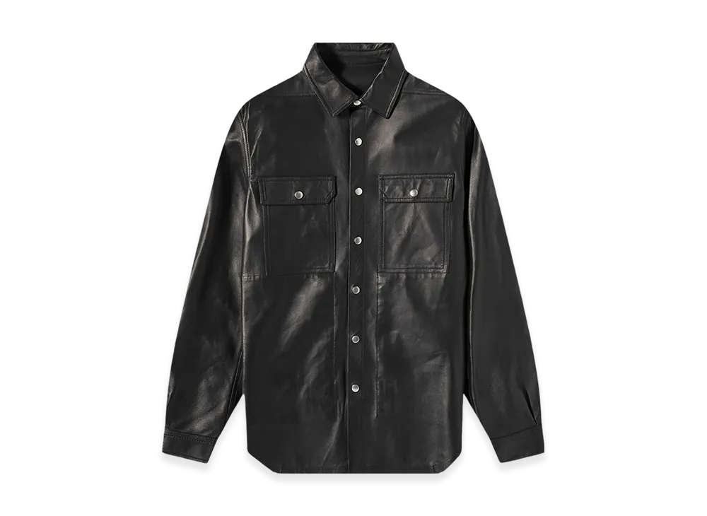 Rick Owens Button Up Leather Shirt "Black"