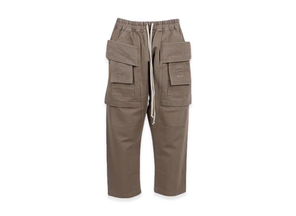 Rick Owens Cotton Woven Creatch Cargo Cropped Drawstring Pants "Dust"