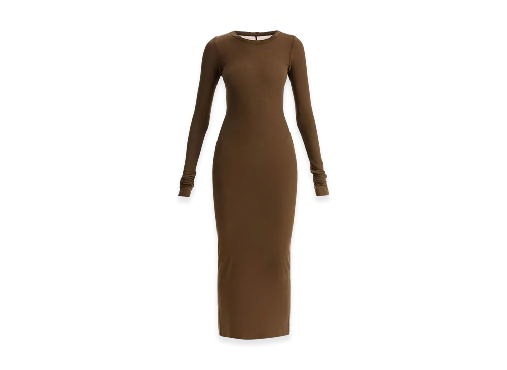 Rick Owens Porterville L/S Dress In Viscose Silk Rib Jersey "Khaki"