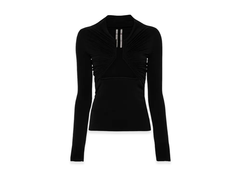 Rick Owens Porterville L/S Prong T-Shirt In Nylon Stretch Jersey "Black"