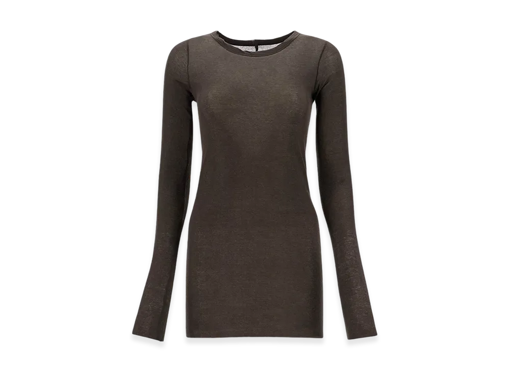 Rick Owens Porterville Rib L/S T-Shirt in Mini Rib Jersey "Dark Dust"