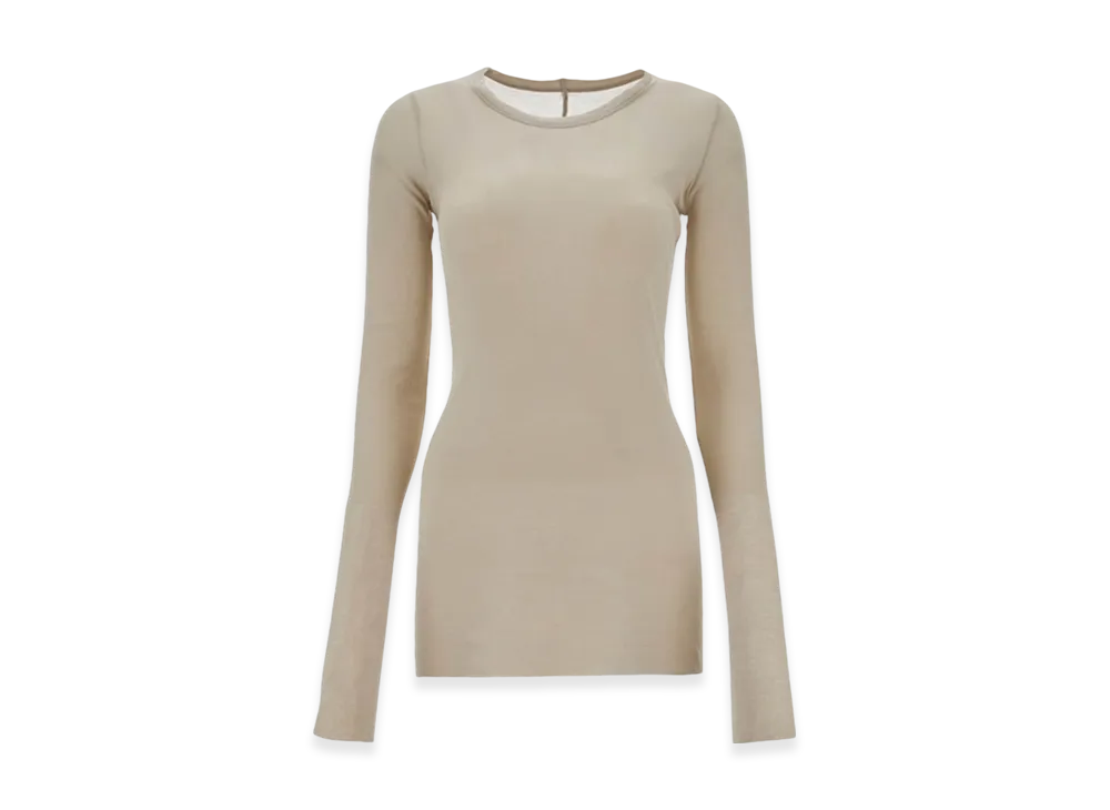 Rick Owens Porterville Rib L/S T-Shirt in Mini Rib Jersey "Pearl"