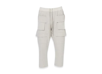 Rick Owens DRKSHDW Creatch Cargo Cropped Drawstring Pants "Milk Melange"