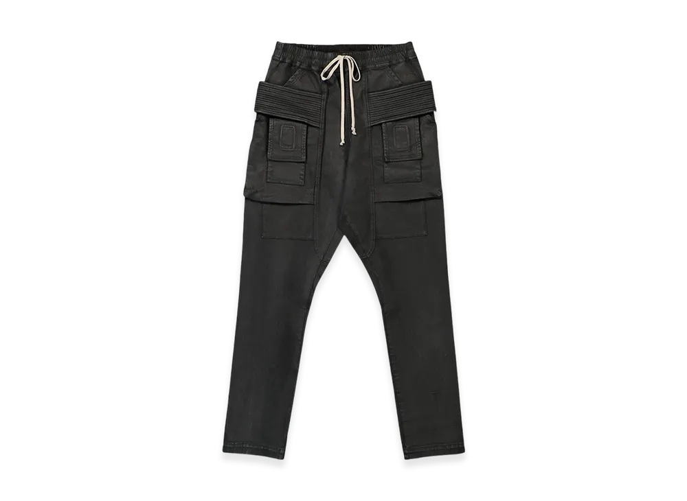 Rick Owens DRKSHDW Creatch Cargo Drawstring Pants Black Wax "Black Wax"