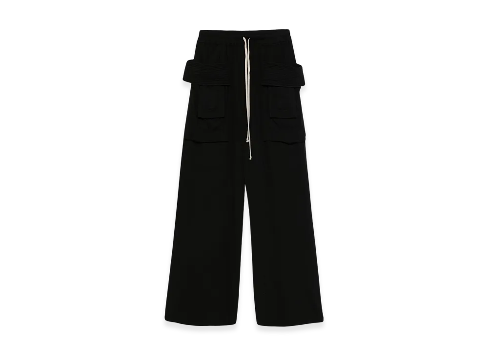 Rick Owens DRKSHDW Hollywood Creatch Wide Cargo Pants in "Black"