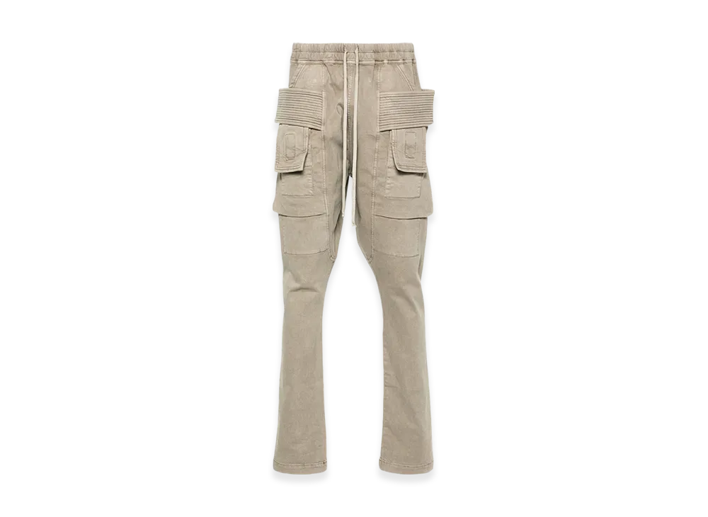 Rick Owens DRKSHDW Lido Creatch Cargo Drawstring Pants in Stretch Denim "Pearl"