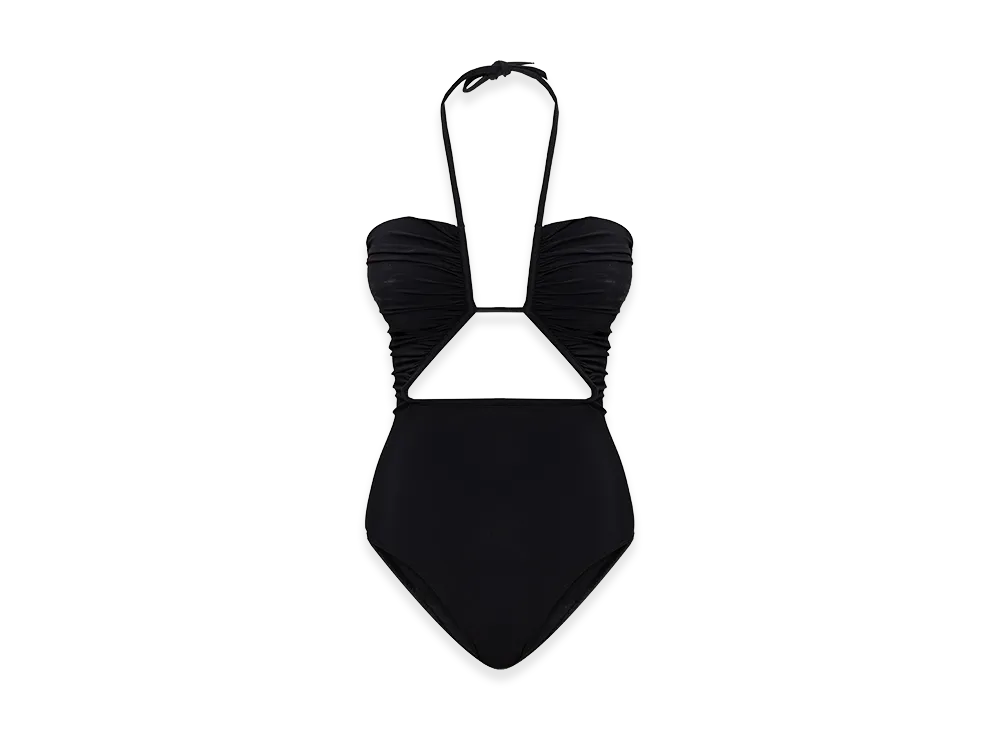 Rick Owens Women's Halter Prong One-Piece Swimsuit "Black"