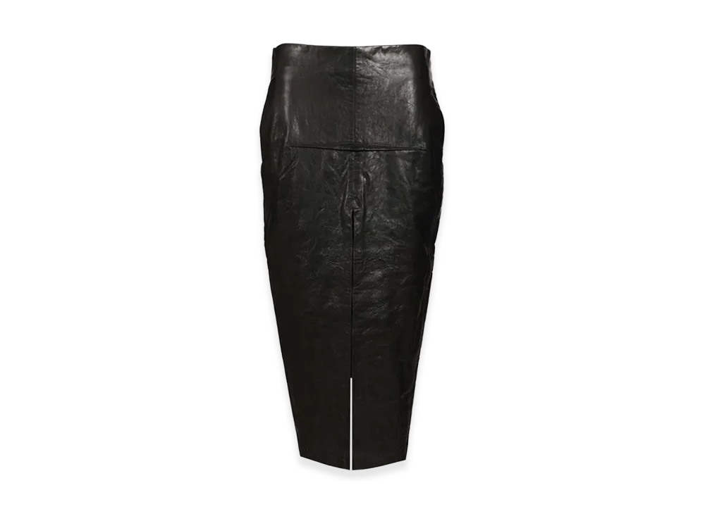 Rick Owens Women's Leather Long Skirt "Black"