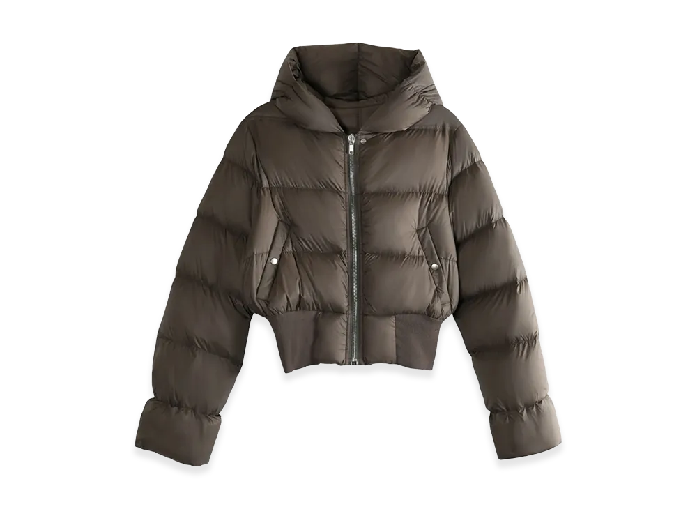 Rick Owens Women's Quilted Nylon Down Jacket "Brown"