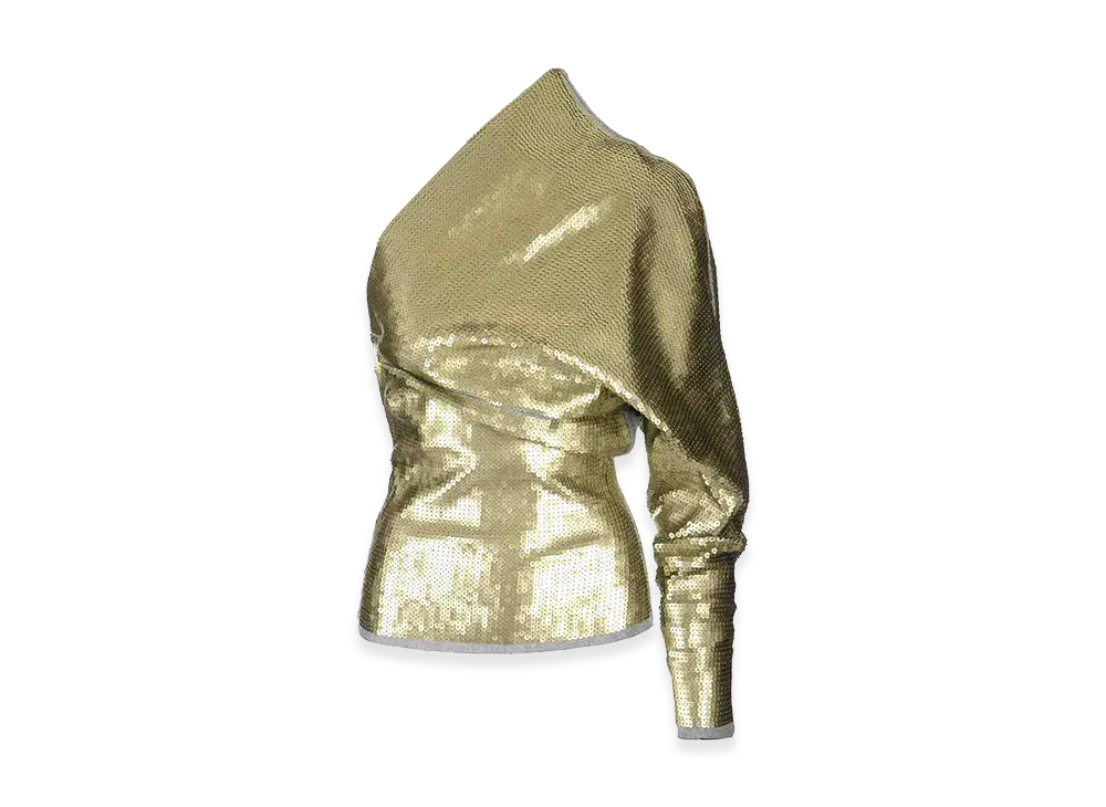 Rick Owens Women's One-Sleeved Top With Sequins "Yellow"