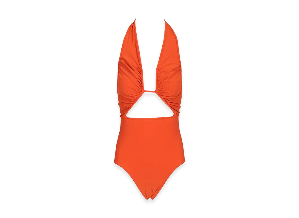 Rick Owens Women's Halter Prong One-Piece Swimsuit "Orange"