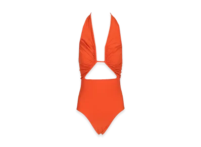 Rick Owens Women's Halter Prong One-Piece Swimsuit "Orange"