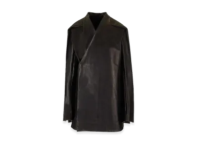 Rick Owens Women's "Officier" Washed Leather Jacket "Black"