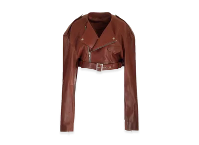 Rick Owens Women's Cropped Biker Jacket "Brown"