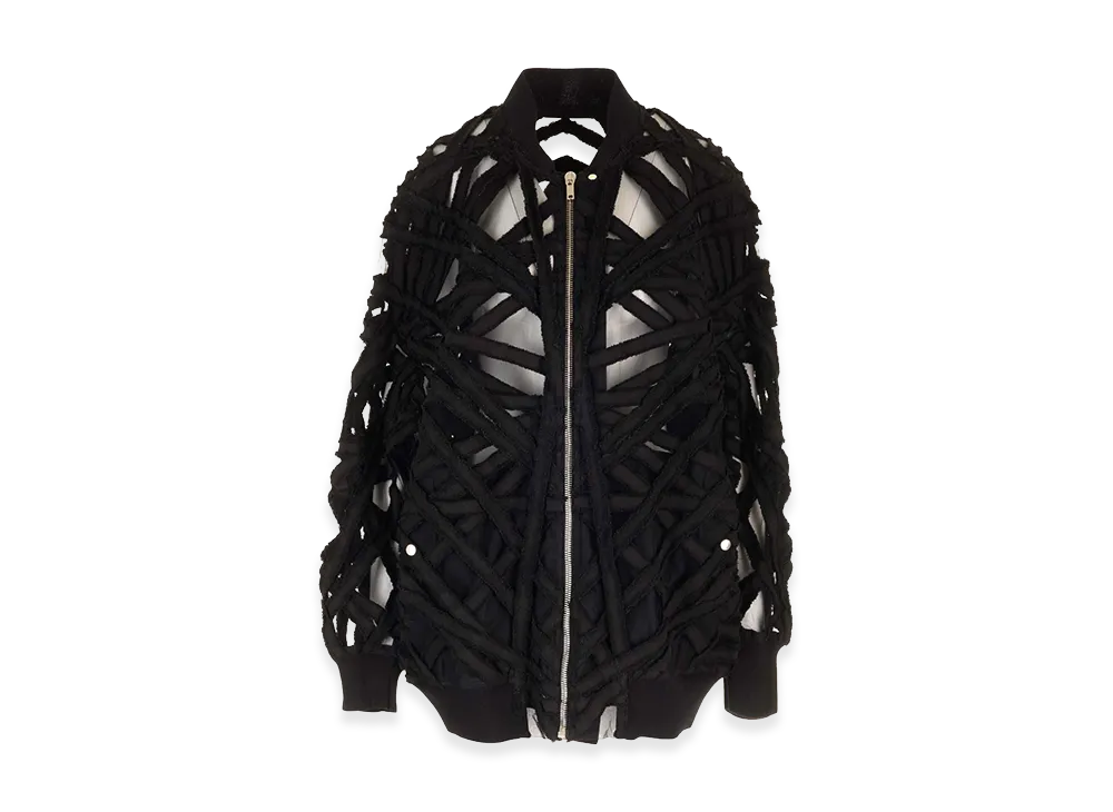 Rick Owens Women's Cropped Jacket In Denim And Tulle "Black"