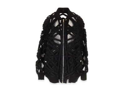 Rick Owens Women's Cropped Jacket In Denim And Tulle "Black"