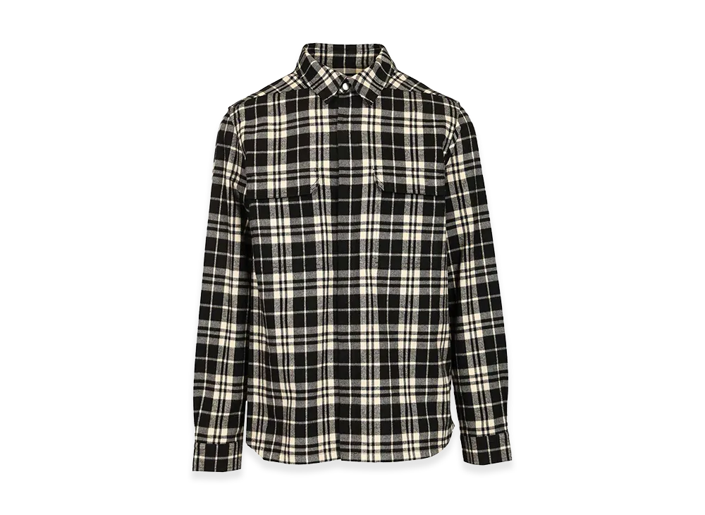 Rick Owens Temple Checked Cotton Shirt "Black"
