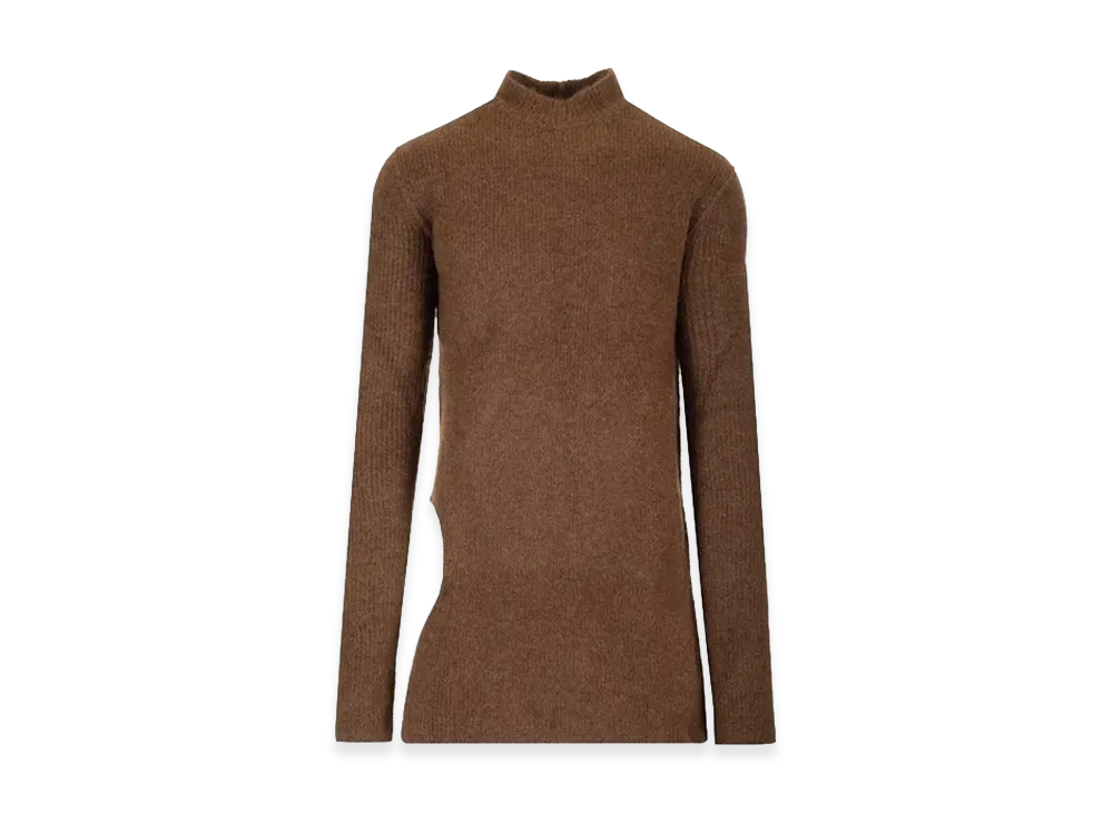 Rick Owens High Neck Sweater In Alpaca "Brown"