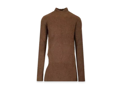Rick Owens High Neck Sweater In Alpaca "Brown"