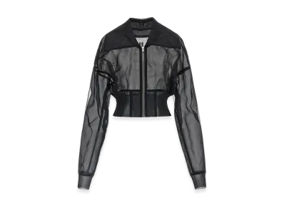 Rick Owens Women's 'Dracucollar Cropped' Bomber Jacket "Black"