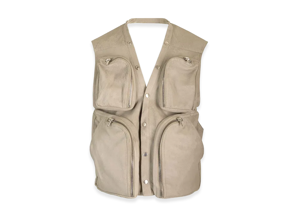 Rick Owens Leather Cargo Vest "Gray"