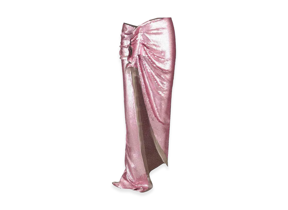 Rick Owens Women's Long Skirt In Silk Chiffon With Sequins "Rose"