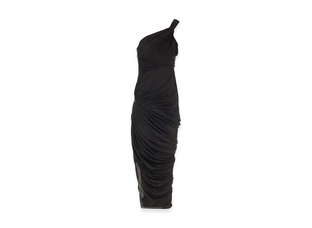 Rick Owens Women's Draped Jersey Midi Dress "Black"