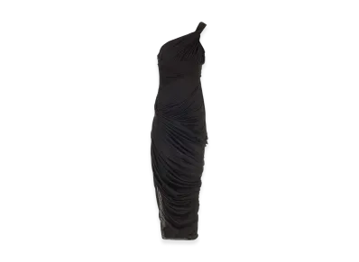 Rick Owens Women's Draped Jersey Midi Dress "Black"