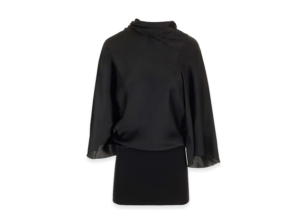 Rick Owens Women's Charmeuse Viscose Cylinder Neck Top "Black"