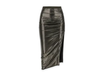 Rick Owens Women's Draped Midi Skirt "Silver"